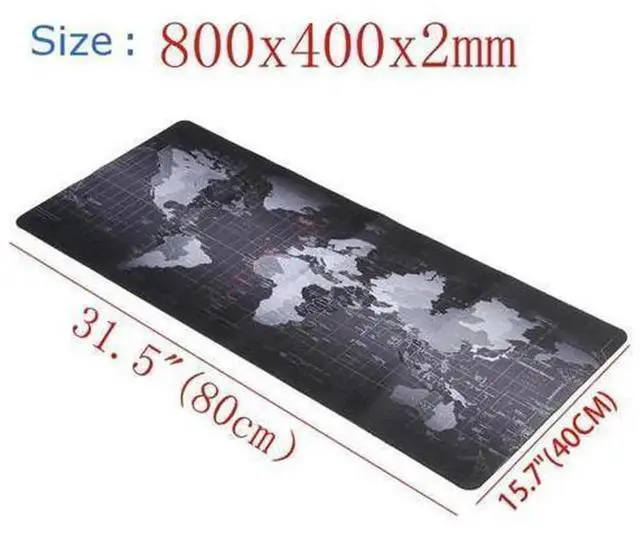 Main image of AJMRTC XX-Large World Map Gaming Mouse Pad, Extended Gaming Mouse Mat 800×400×2mm, Smooth Surface, Stitched Edges & Non-Slip Rubber Base for Gaming and Office