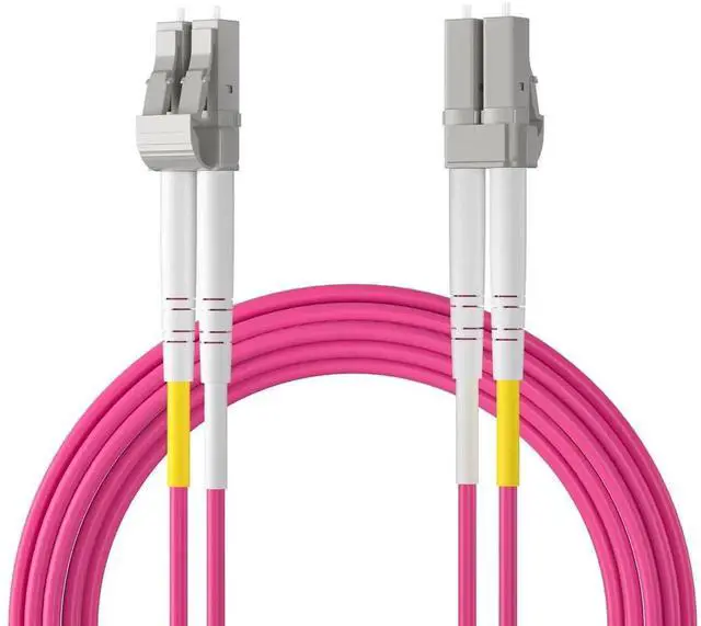 Main image of AJMRTC 2-Pack Duplex LC OM4 Multimode Fiber Patch Cable, 2 Meters LSZH Fiber Jumper Cord, Supports 10Gb/40Gb, Compatible with SFP Transceivers for Computer Fiber Networks