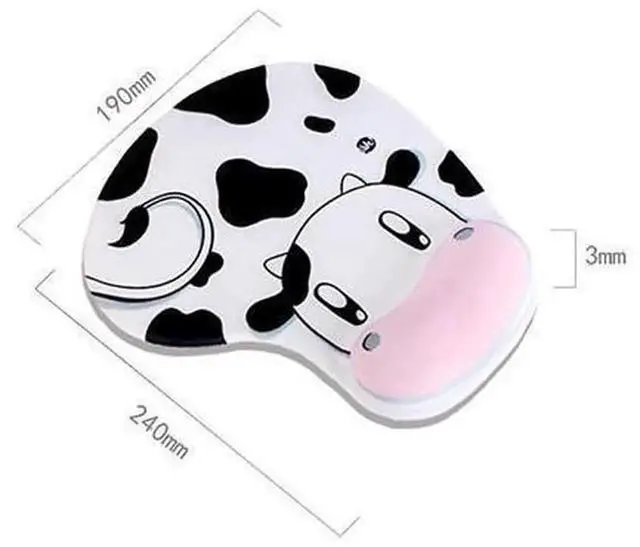Alt view image 3 of 4 - AJMRTC Cow Pattern Memory Foam Mouse Pad with Wrist Support, Ergonomic Non-Slip Mouse Mat, Comfort Wrist Rest Mouse Pad for Office and Gaming