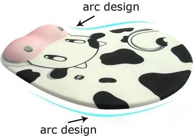 Alt view image 2 of 4 - AJMRTC Cow Pattern Memory Foam Mouse Pad with Wrist Support, Ergonomic Non-Slip Mouse Mat, Comfort Wrist Rest Mouse Pad for Office and Gaming