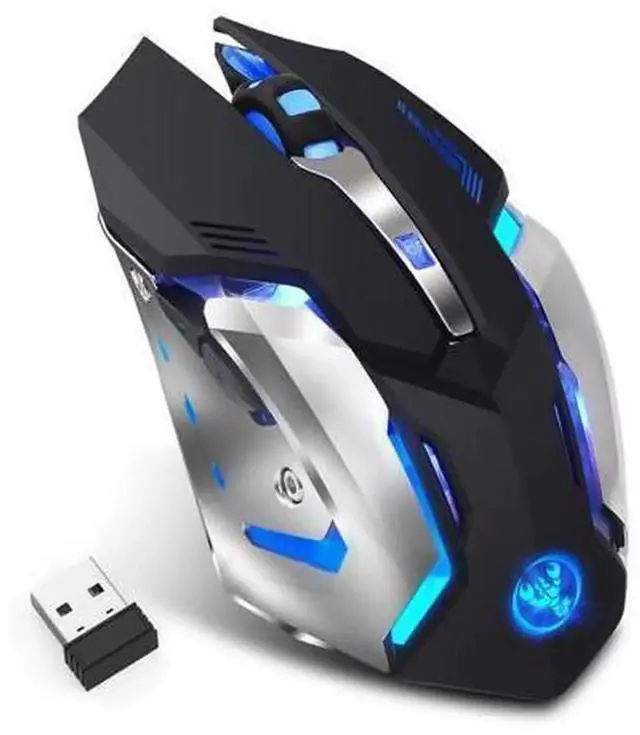 Main image of AJMRTC Rechargeable 2.4G Wireless Optical Mouse, 5 Programmable Buttons, 3 Adjustable DPI Levels, Colorful LED Light Wireless Mice with USB Nano Receiver for Notebook, PC and Desktop Computers