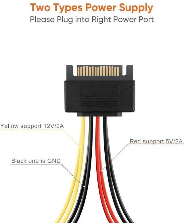 Alt view image 3 of 7 - AJMRTC 2-Pack 6 Inch SATA 15 Pin Male to 2X Down Angle SATA 15 Pin Female Power Splitter Cable, SATA Power Y Splitter for PC Hard Drives and Storage Devices