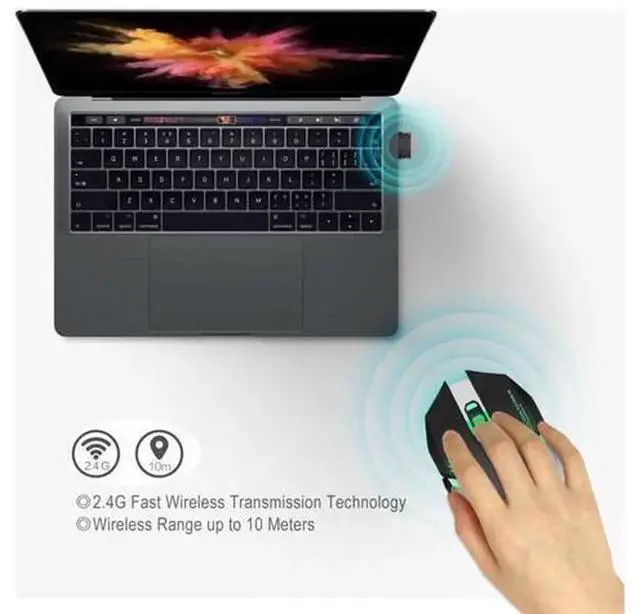 Alt view image 6 of 7 - AJMRTC Black M10 Wireless Gaming Mouse, Built-in 600mAh Rechargeable Lithium Battery, Wireless Gaming Mice for Laptops, Notebooks and Desktop Computers