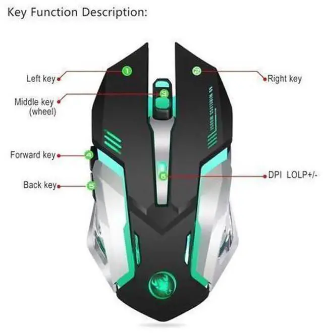Alt view image 3 of 7 - AJMRTC Black M10 Wireless Gaming Mouse, Built-in 600mAh Rechargeable Lithium Battery, Wireless Gaming Mice for Laptops, Notebooks and Desktop Computers
