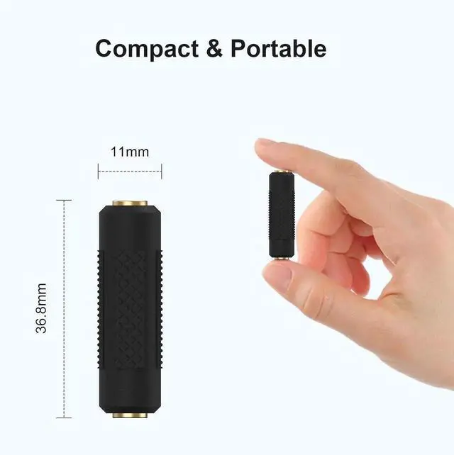 Alt view image 5 of 7 - AJMRTC 2-Pack 3.5mm Stereo Female to Female Audio Coupler, Gold Plated 3.5mm Jack Audio Connector Adapter for Stereo Cables, Headphones and Speakers
