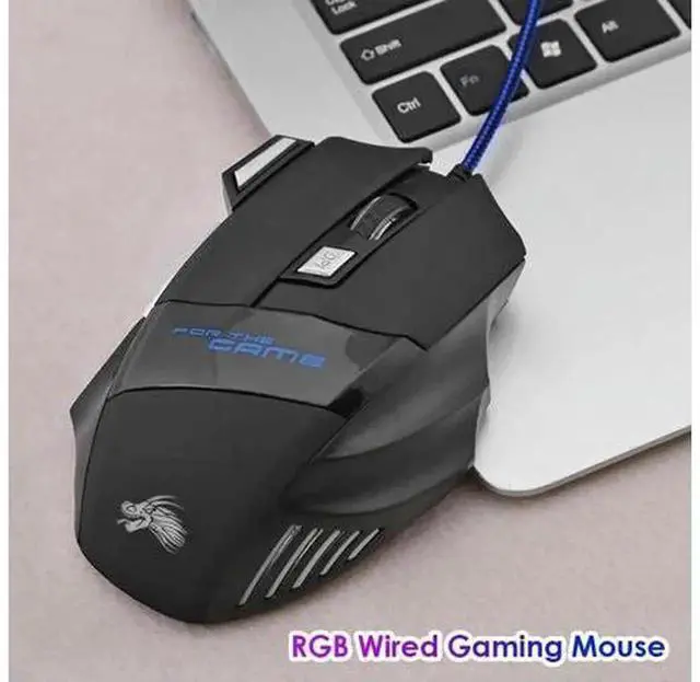 Alt view image 3 of 3 - AJMRTC Black Wired Optical Gaming Mouse, 7-Color Cycling Backlight, Up to 5500 Adjustable DPI, Ergonomic USB Wired Gaming Mice for PC Gamers, Desktop and Laptop Computers