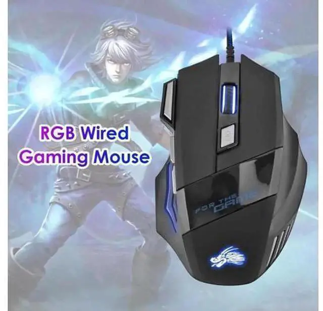 Alt view image 2 of 3 - AJMRTC Black Wired Optical Gaming Mouse, 7-Color Cycling Backlight, Up to 5500 Adjustable DPI, Ergonomic USB Wired Gaming Mice for PC Gamers, Desktop and Laptop Computers