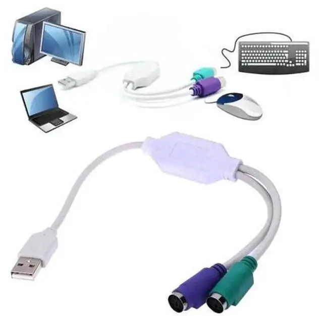 Alt view image 6 of 6 - AJMRTC USB to PS2 Converter Cable, USB Male to PS2 Female Adapter Cord, USB Port to Round PS2 Port Connector for PS2 Keyboard and Mouse