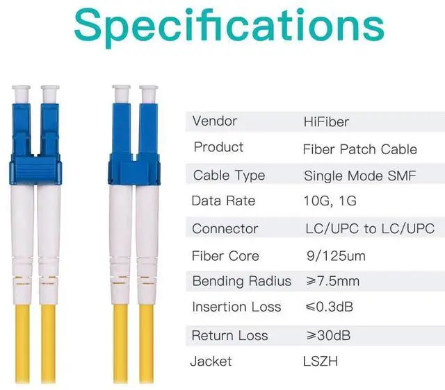 Alt view image 3 of 6 - AJMRTC 1M OS2 Duplex LC to LC Single Mode Fiber Patch Cable, LSZH 9/125m LC-LC Fiber Optic Jumper Cord, Supports 1G/10G SMF SFP Transceivers, Routers & Network Devices, Length Options 0.5m100m