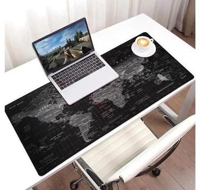 Alt view image 7 of 7 - AJMRTC World Map Extended Gaming Mouse Pad, XL Large Desk Mat with Stitched Edges & Non-Slip Rubber Base, 31.5" x 11.8" x 0.08" Gaming Mouse Keyboard Pad for Desktop Computer