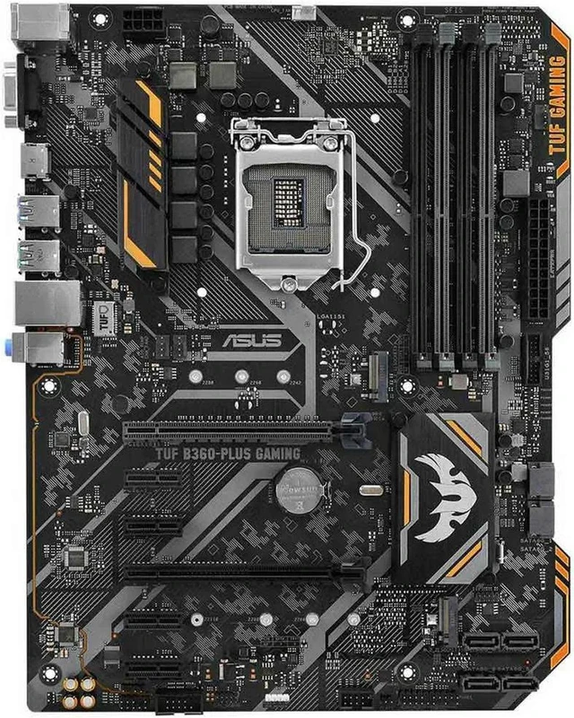 Alt view image 4 of 4 - ASUS TUF B360 PLUS Gaming ATX Motherboard LGA1151 Socket, B360 Chipset 4xDDR4 Slots Max 64GB RAM, SATA3 M.2 HDMI DVI Ports, Desktop PC Mainboard Fully Tested Gaming Replacement Board