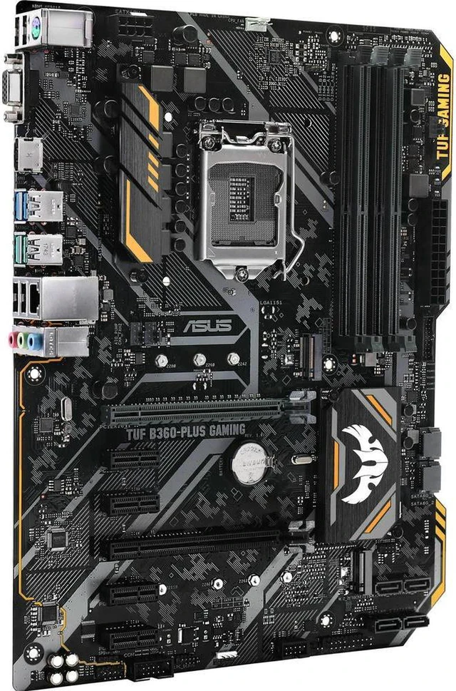 Alt view image 2 of 4 - ASUS TUF B360 PLUS Gaming ATX Motherboard LGA1151 Socket, B360 Chipset 4xDDR4 Slots Max 64GB RAM, SATA3 M.2 HDMI DVI Ports, Desktop PC Mainboard Fully Tested Gaming Replacement Board