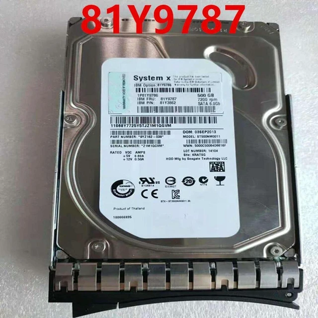 Main image of 500GB 3.5 Inch SATA Internal Server Hard Drive 7200RPM 32MB Cache HDD Replacement for Lenovo X3650 M4 M5, Part Number 81Y9787 81Y3862 81Y9786, Enterprise Hard Disk for Server Storage Upgrade