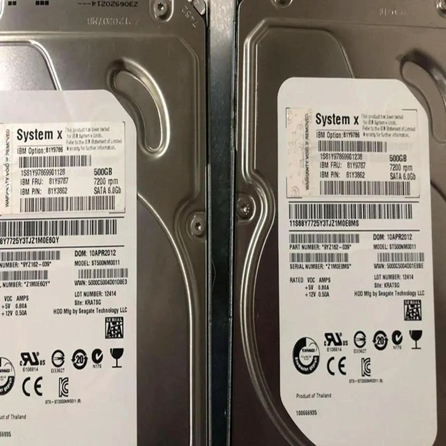 Alt view image 2 of 3 - 500GB 3.5 Inch SATA Internal Server Hard Drive 7200RPM 32MB Cache HDD Replacement for Lenovo X3650 M4 M5, Part Number 81Y9787 81Y3862 81Y9786, Enterprise Hard Disk for Server Storage Upgrade