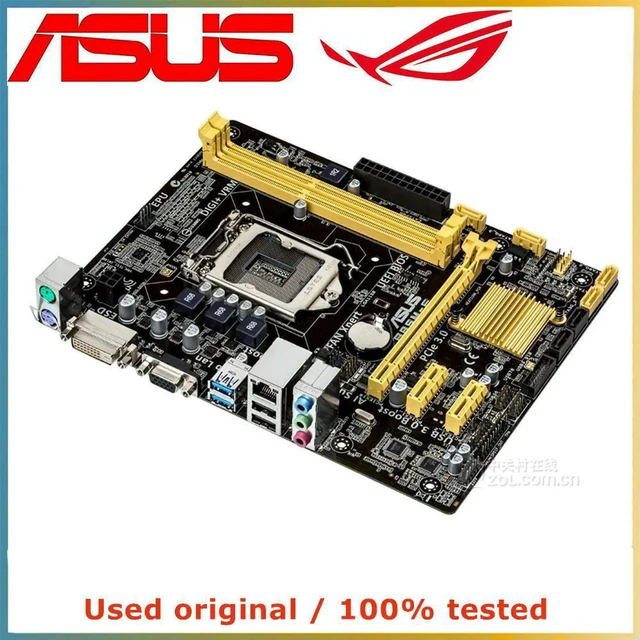 Alt view image 4 of 4 - ASUS B85M-F mATX Desktop Motherboard, Intel B85 Chipset LGA1150 Socket, 2×DDR3 Slots Max 16GB, SATA III 6Gb/s, PCIe 3.0 x16, Realtek 1G LAN, HD Audio, UEFI BIOS, Fully Tested Replacement Mainboard for