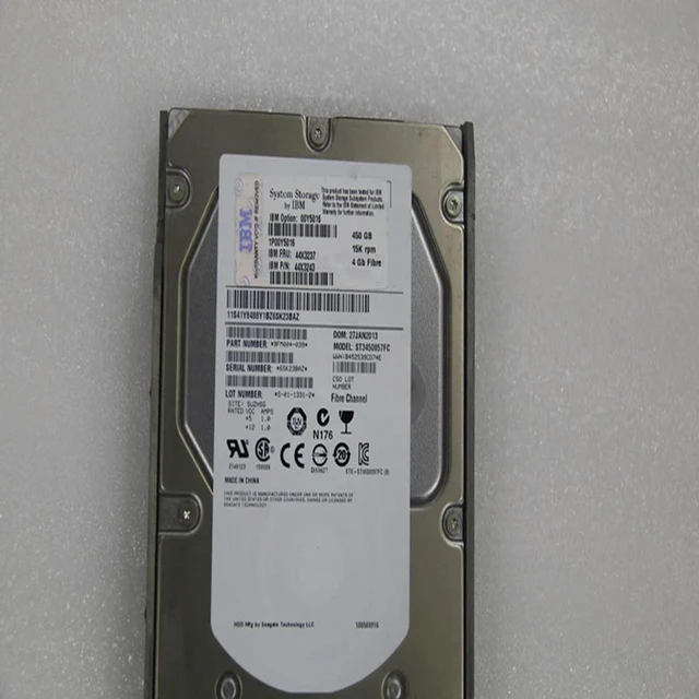 Alt view image 3 of 3 - 450GB 3.5" LFF Fibre Channel Enterprise Hard Drive 15000RPM 32MB Cache for IBM DS3950 DS5020 Storage Array, PN 00Y5016 / 44X3237 / 44X3243, Hot Swap HDD With Original Caddy, 4Gbps FC Dual Port, 24/7 O