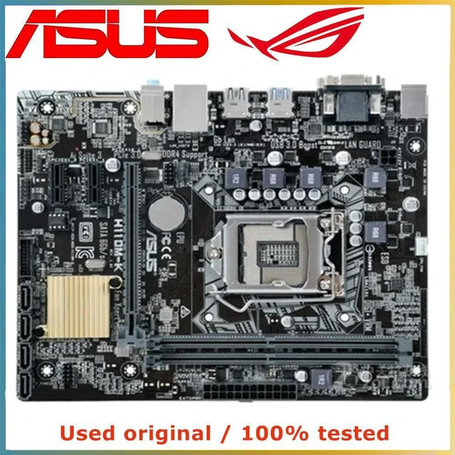 Alt view image 2 of 4 - ASUS H110M-K mATX Desktop Motherboard, Intel H110 Chipset LGA1151 Socket, 2×DDR4 Slots Max 32GB, SATA III 6Gb/s, PCIe 3.0 x16, DVI/VGA Video Output, Gigabit LAN, HD Audio, 100% Fully Tested Working Re