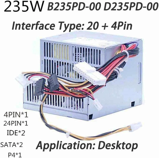 Main image of 235W ATX Server Desktop Power Supply PSU B235PD-00, DP/N D233N M618F, Replacement 235W Power Unit for Optiplex 380 360 PC, Desktop ATX Power Supply for Optiplex 360 380 Hardware Repair & Replacement