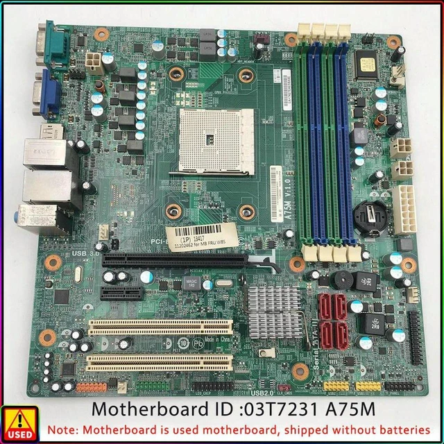 Main image of Desktop Motherboard for M78 M5200T M5790D PC, Board D3F2-LM3 A75M FM2 Socket Part Number 03T7231 03T7232, Fully Tested Working Mainboard, Replacement System Board for Desktop PC Build & Hardware Repai