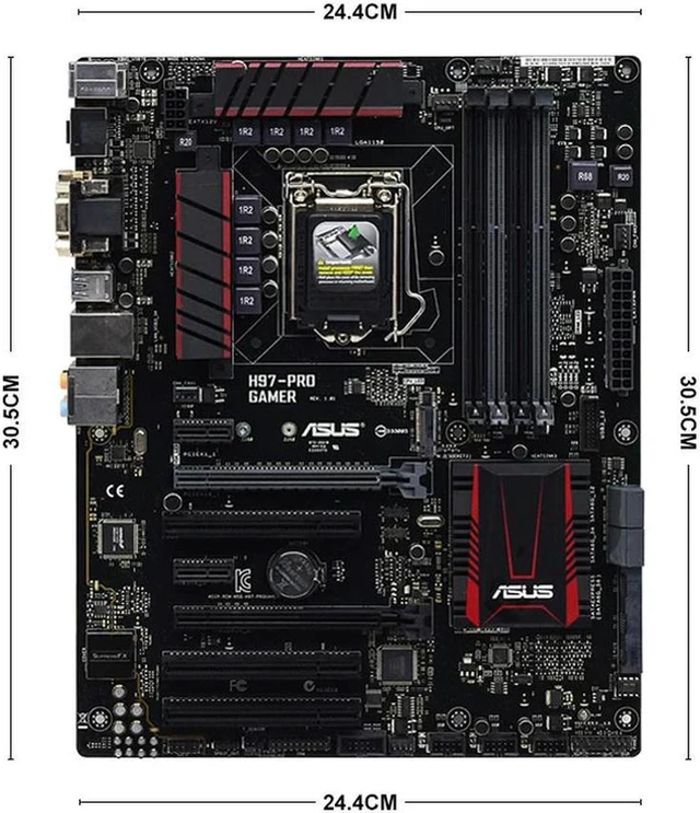 Alt view image 3 of 4 - H97 PRO GAMER ATX Desktop Motherboard, Intel H97 Chipset LGA1150 Socket, 4 DDR3 RAM Slots Max 32GB, Supports 4th Gen Core i3 i5 i7 CPUs, PCIe & SATA Interfaces, Fully Tested Mainboard for PC Build & H
