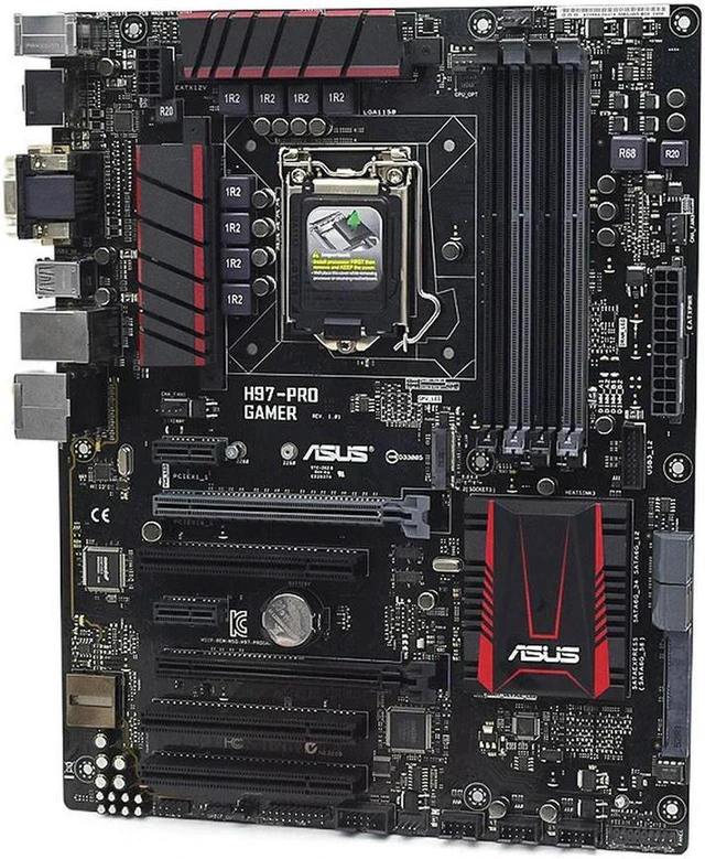 Main image of H97 PRO GAMER ATX Desktop Motherboard, Intel H97 Chipset LGA1150 Socket, 4 DDR3 RAM Slots Max 32GB, Supports 4th Gen Core i3 i5 i7 CPUs, PCIe & SATA Interfaces, Fully Tested Mainboard for PC Build & H
