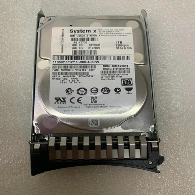 Main image of 1TB 2.5" SATA 7200RPM 64MB Cache Internal Server Hard Drive for X3650 M2 M3 M4, Part Number 81Y9731 81Y3829 81Y9730, SFF Enterprise SATA HDD, Storage Disk for X3650 M2/M3/M4 Server Storage Upgrade & H