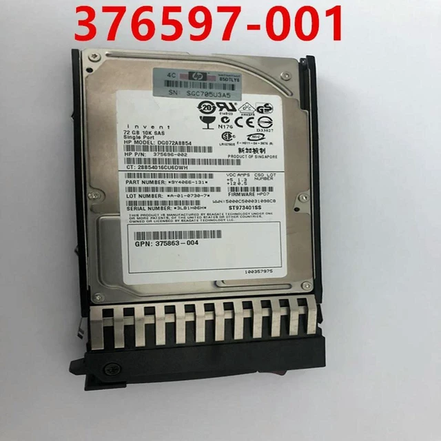 Main image of 72GB 2.5 Inch SAS 10000RPM Server Internal Hard Drive PN 375861-B21 376597-001, 16MB Cache 2.5" Enterprise HDD, Fully Tested Working Hard Disk Replacement for Server Storage Array Rebuild & Hardware R
