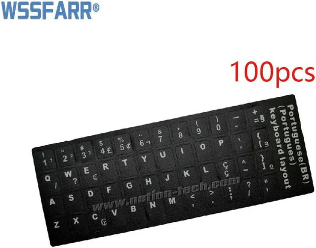Main image of 100Pcs/Lot Brazilian Keypad Label Stickers, Eco-Friendly Plastic Keyboard Layout Stickers for Laptop & Desktop Computer Keyboard Replacement