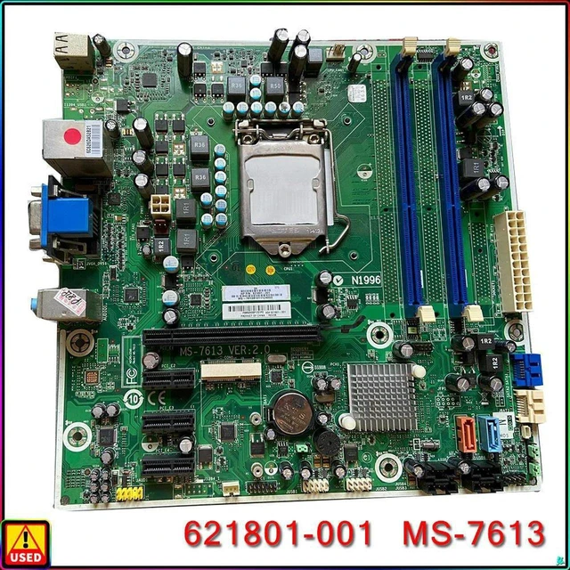 Main image of H55 ATX Desktop Motherboard MS-7613 V1.1, LGA1156 Socket DDR3 Mainboard, Cross Part 621801-001, Compatible H57, SATA & USB Interfaces, Fully Tested Working System Board
