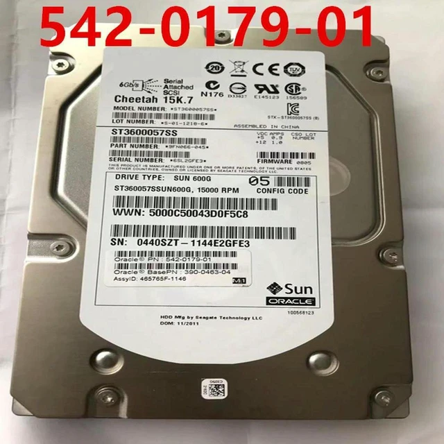 Main image of 600GB 3.5" SAS Internal Server Hard Drive, 15000RPM 64MB Cache for SUN Storage System, HDD Replacement Part 542-0179-01 390-0463-04, Nearly New Hard Disk