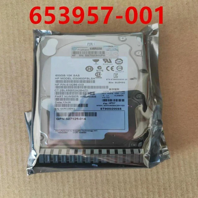 Main image of 600GB 2.5" SAS 6Gb/s Internal Server Hard Drive, 10000RPM 64MB Cache for G8 G9 Server, Part 652583-B21 653957-001, HDD Replacement Spare Part for Server Storage Array
