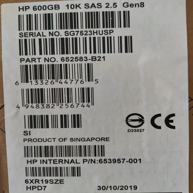 Alt view image 3 of 3 - 600GB 2.5" SAS 6Gb/s Internal Server Hard Drive, 10000RPM 64MB Cache for G8 G9 Server, Part 652583-B21 653957-001, HDD Replacement Spare Part for Server Storage Array