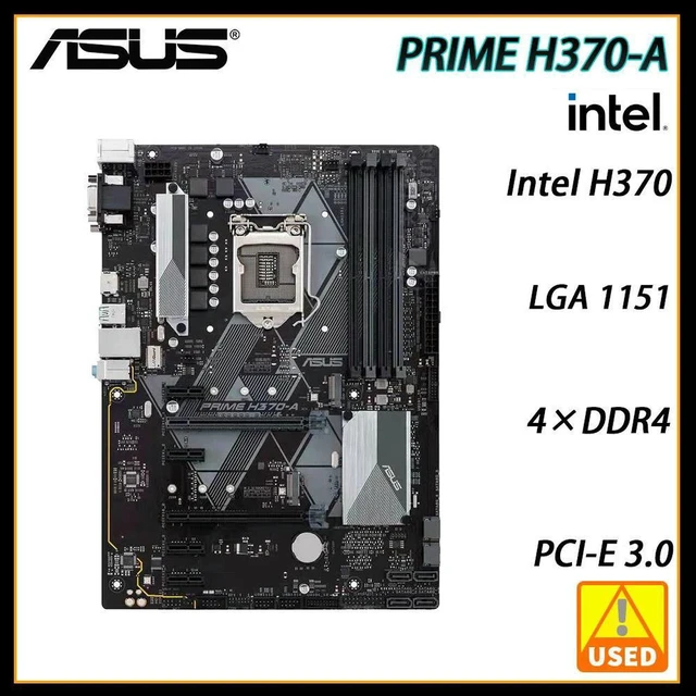 Alt view image 4 of 4 - LGA1151 Desktop Motherboard PRIME H370-A, Supports Core i3 8100 9100 9100F i5 8400 8500 9400 9400F 9600KF i7 8700K 9700F, Replacement Mainboard