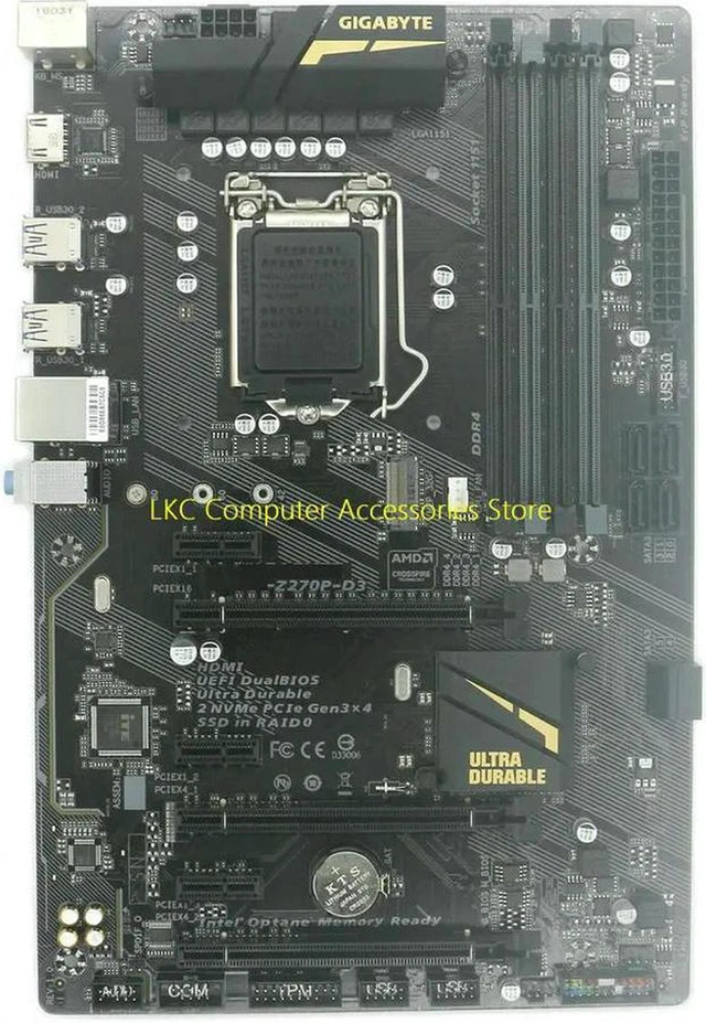 Alt view image 4 of 4 - Desktop Motherboard for GA-Z270P-D3, Z270 Chipset LGA1151 DDR4 Mainboard, Max 64GB RAM, USB3.1 HDMI, Supports 7th Gen Processor, Fully Tested Working Replacement System Board