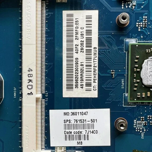 Alt view image 4 of 4 - Notebook Motherboard LA-A996P for 255 G3 Laptop, Part 761531-501, Integrated E1-2100 CPU DDR3 Mainboard, Fully Tested Working Replacement System Board