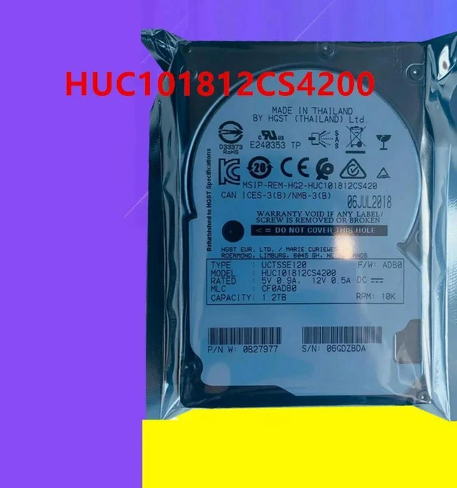 Main image of 1.2TB 2.5" SAS 12Gb/s Internal Server Hard Drive, 10000RPM 64MB Cache, Model HUC101812CS4200 HGST Enterprise HDD, Replacement for Server Storage Array