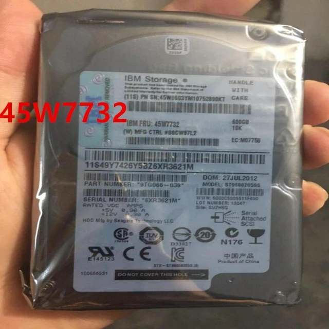 Main image of 600GB 2.5" SAS 6Gb/s Internal Server Hard Drive, 10000RPM 64MB Cache, Part 45W7732, Replacement Enterprise HDD for Server Storage Array