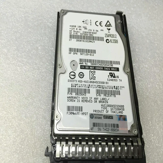 Alt view image 3 of 3 - 450GB 2.5" SAS 6Gb/s Internal Server Hard Drive, 10000RPM 64MB Cache, Part 653956-001 652572-B21, Replacement Enterprise HDD for Server Storage Array