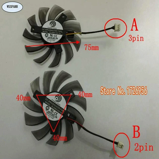 Main image of 75mm 40x40x40mm Graphics Card Cooling Fan, 12V 0.25A Model PLD08010S12H, 1 Piece Per Lot, Replacement GPU Fan For Video Card Heat Dissipation