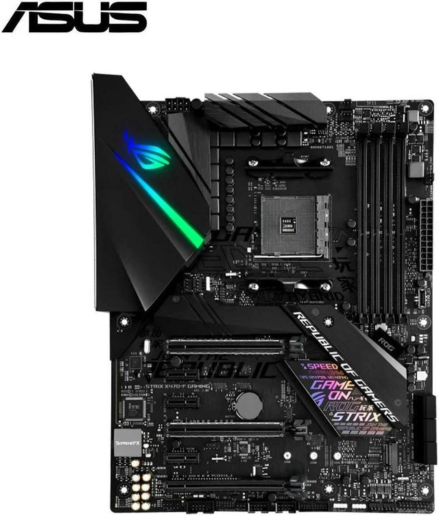 Main image of ROG STRIX X470-F GAMING Desktop Motherboard, AM4 Socket, Supports Ryzen 5000 4000G 3000 Series CPUs, 4 x DDR4 Memory Slots, Replacement Mainboard Fully Tested Working