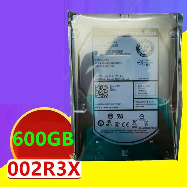 Main image of 600GB 3.5" SAS 6Gb/s Internal Server Hard Drive for SC8000 Storage, 15000RPM 64MB Cache Part 02R3X 002R3X Model ST3600057SS, Replacement Enterprise HDD for Storage Array