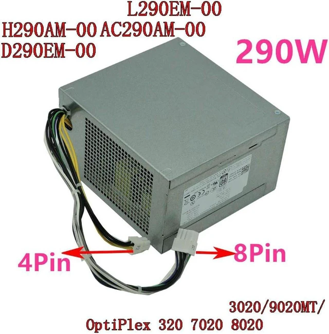 Main image of 290W Desktop Power Supply for OptiPlex 7020 8020 9020, Model AC290AM-00 AC290EM-00 L290EM-00 H290AM-00 PCB045 B290EM-01, Replacement Business Desktop PSU Fully Tested Working