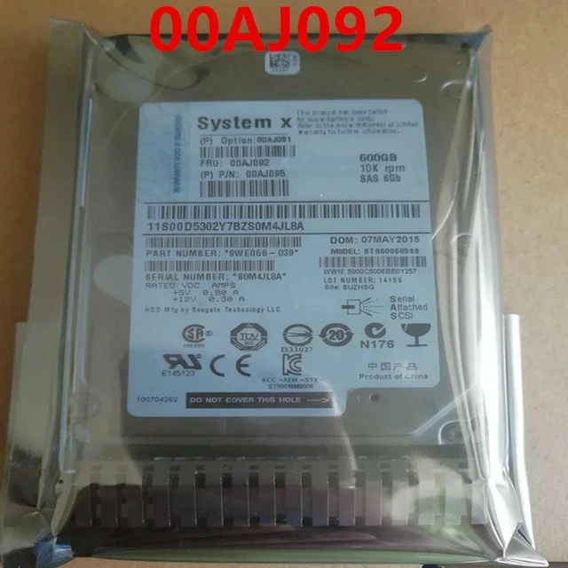 Alt view image 2 of 2 - 600GB 2.5" SAS Internal Server Hard Drive for X3650M5 X6, 10000RPM 64MB Cache Part 00AJ091 00AJ092 00AJ095, Enterprise Replacement HDD for Server Storage Array