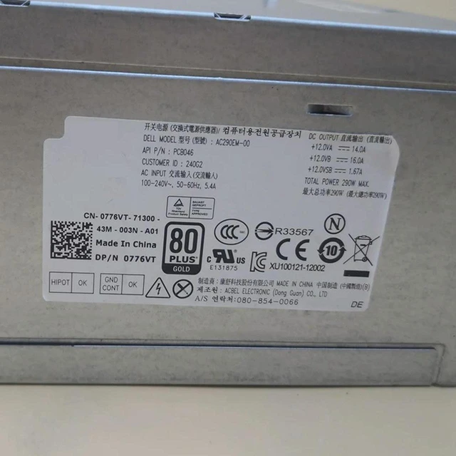 Alt view image 3 of 4 - 290W Business Desktop Power Supply for OptiPlex 7020 8020 9020, Model AC290AM-00 AC290EM-00 L290EM-00 H290AM-00 PCB045 B290EM-01, Replacement PSU Fully Tested Working