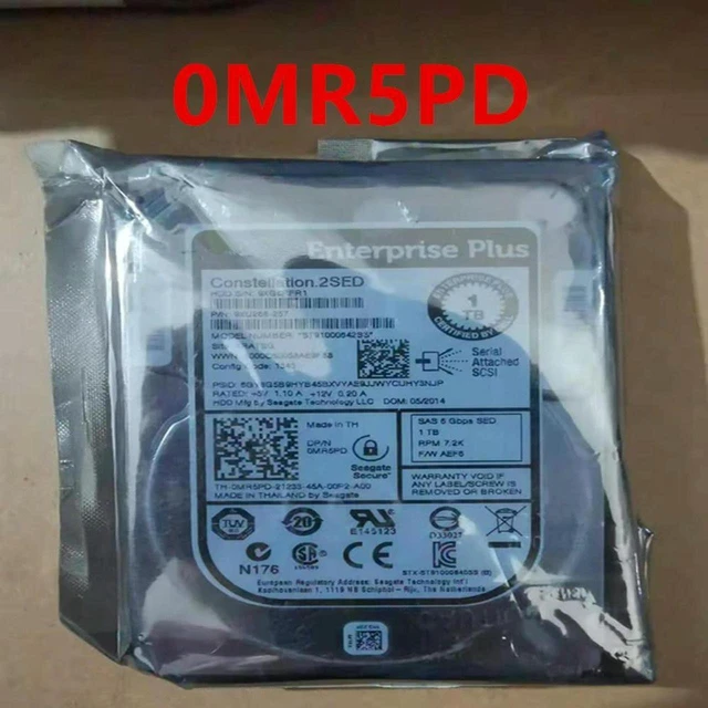 Main image of 1TB 2.5" SAS Internal Server Hard Drive, 7200RPM 64MB Cache Part 0MR5PD MR5PD Model ST91000642SS, Enterprise Replacement HDD for Server Storage Array