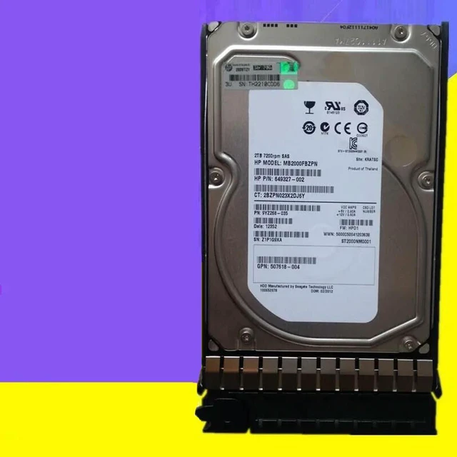 Alt view image 4 of 4 - 2TB 3.5" Server SAS Hard Drive for G6 G7, Part 507616-B21 508010-001 6Gb/s 7200RPM 64MB Cache Internal HDD, Fully Tested Working Replacement Hard Disk