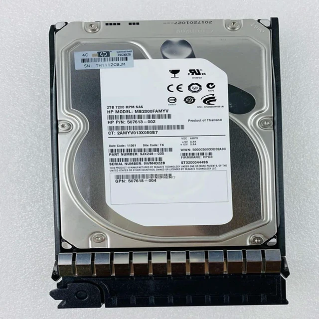 Alt view image 2 of 4 - 2TB 3.5" Server SAS Hard Drive for G6 G7, Part 507616-B21 508010-001 6Gb/s 7200RPM 64MB Cache Internal HDD, Fully Tested Working Replacement Hard Disk