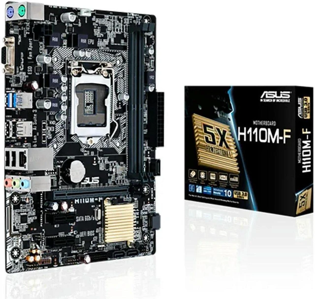 Main image of M-ATX Desktop Motherboard H110M-F, LGA1151 Socket for 6th/7th Gen Intel CPU, DDR4 Memory Slots, Fully Tested Working Replacement Mainboard