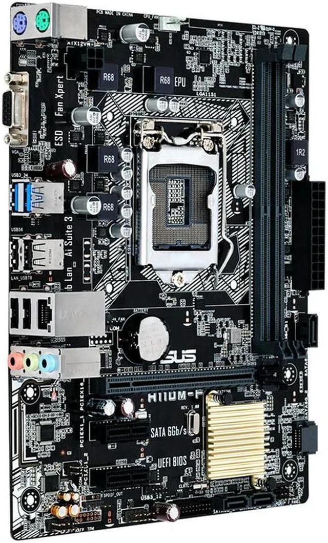 Alt view image 3 of 4 - M-ATX Desktop Motherboard H110M-F, LGA1151 Socket for 6th/7th Gen Intel CPU, DDR4 Memory Slots, Fully Tested Working Replacement Mainboard