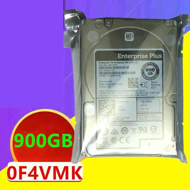 Main image of 2.5" 900GB SAS Server Hard Drive ST900MM0168, 12Gb/s 10000RPM 64MB Cache Part 0F4VMK F4VMK, Fully Tested Working Replacement Enterprise HDD